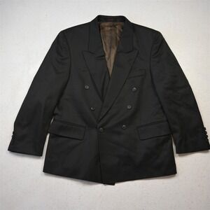 Vtg Double Breasted 41S Dark Green 100% Woo Mens Blazer Suit Jacket Sport Coat